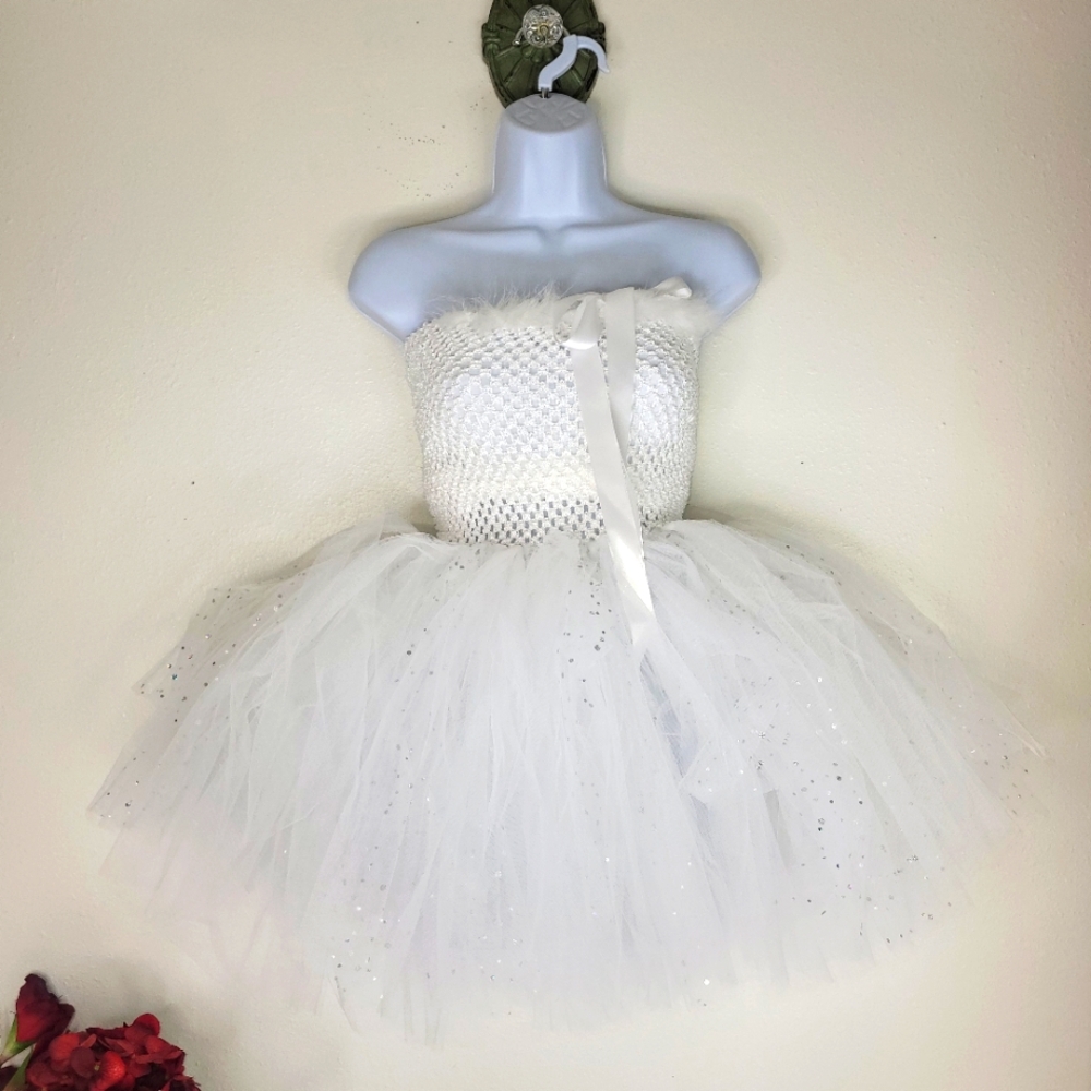 🤑 4for$20 Closet Blowout!  White Tulle Strapless Angel Tutu Costume